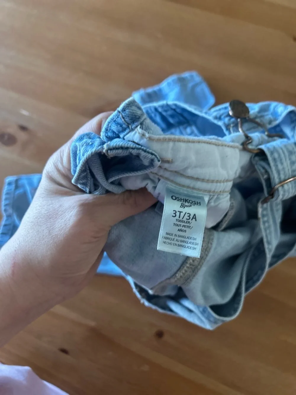 OshKosh B'gosh Light Blue Denim Kids Overalls with Heart Bib 3T
